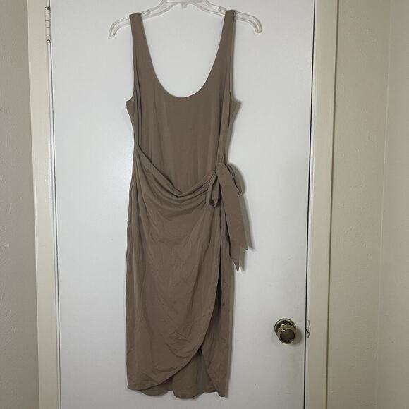 Revolve Lovers + Friends Kahlo Midi tan side wrap jersey midi Dress medium - Picture 2 of 6